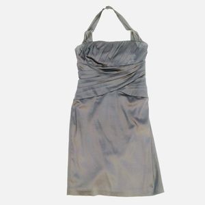 White House Black Market Size 6 Black Ruched Halter Cocktail Party Dress